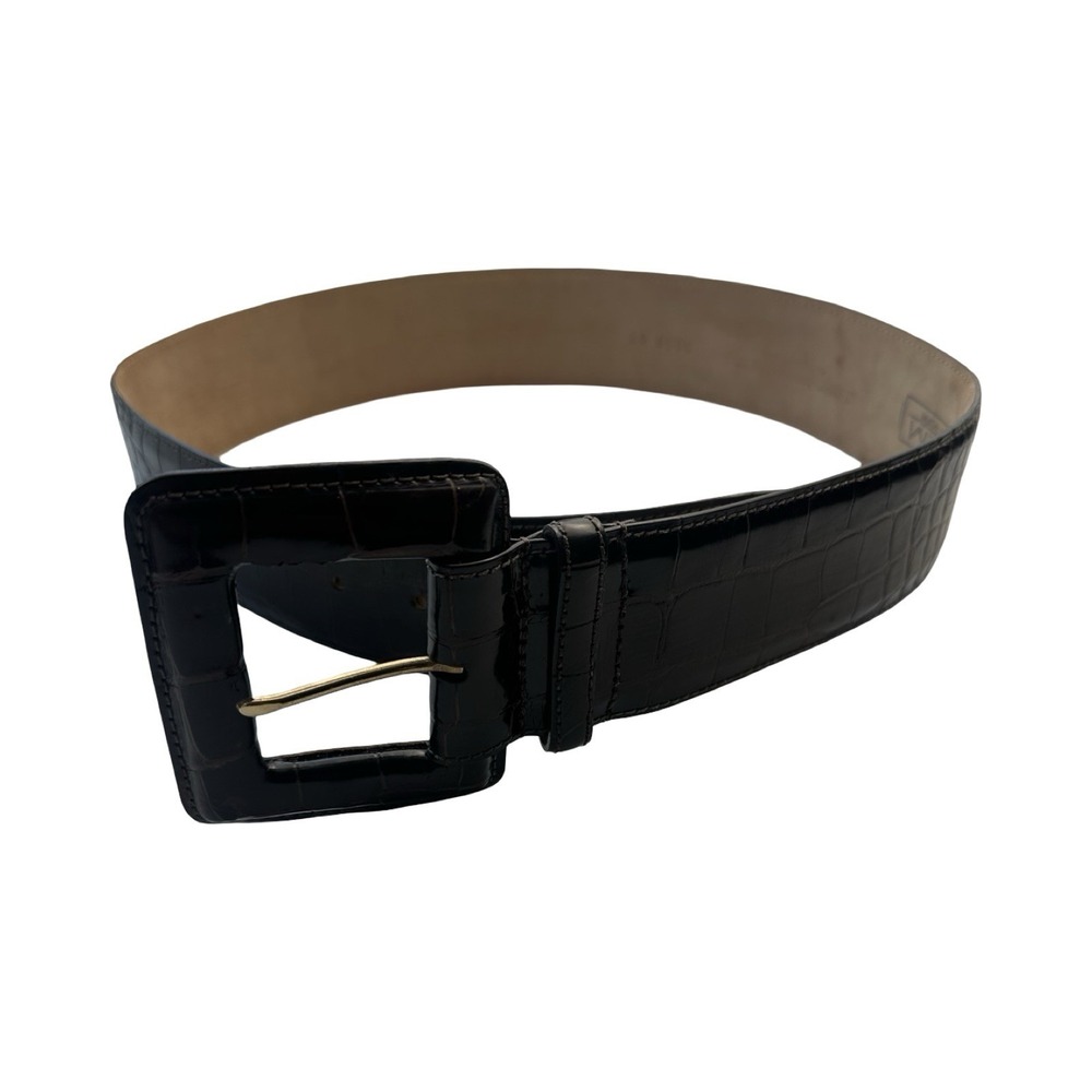 WCM New York Brown Genuine Alligator Wide Belt Womens Size S 3049 02 USA Made